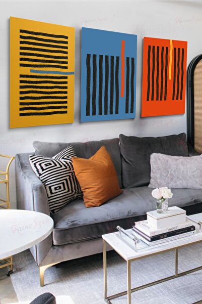 KanvasSepeti Set od 3 dekorativne platnene slike, boemska boho umetnost, apst...