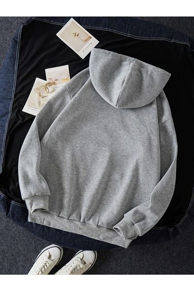 Deocept Hanorac unisex cu imprimeu Virginia oversize gri