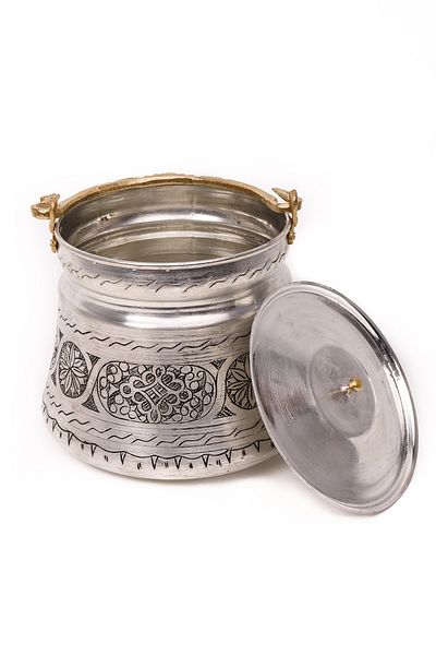 DMT COPPER HOME Gaziantep Copper 7 lt Hand Embroidered Yogurt Bakraç Satıl Proofing Container 7 lt