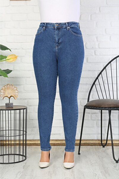 Bella denim Blue High Waist Plus Size Slim Fit Jean Trousers