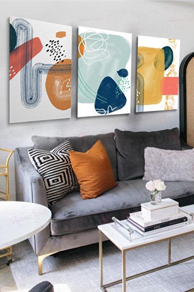 KanvasSepeti Set od 3 dekorativne platnene slike, boemska boho umetnost, apst...