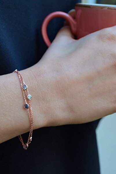 Argentum Concept 925 Ayar Gümüş Taşlı Üç Zincirli Bileklik - B041201