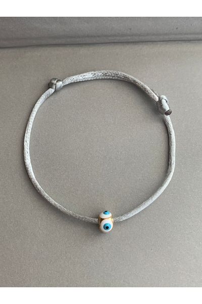 Atelier Çağla Gray Bracelet with Evil Eye Beads