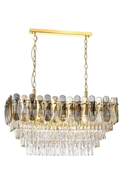 Avonni Avonnı Av-60364-s85x35 Sarı Kaplama Modern Avize E14 Metal Cam 85x35cm