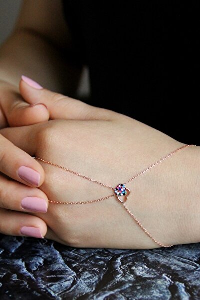 Argentum Concept Renkli Taşlı Kalp Figürlü 925 Ayar Gümüş Şahmeran - B059301