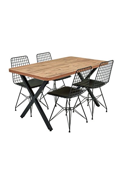 Akın Lux Atlantik Çam Modern Çarpı Ayak Dikdörtgen Masa