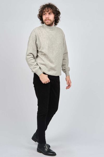 IDA Pulover pentru bărbați din lână de miel Half Fisherman 0593161 Gri