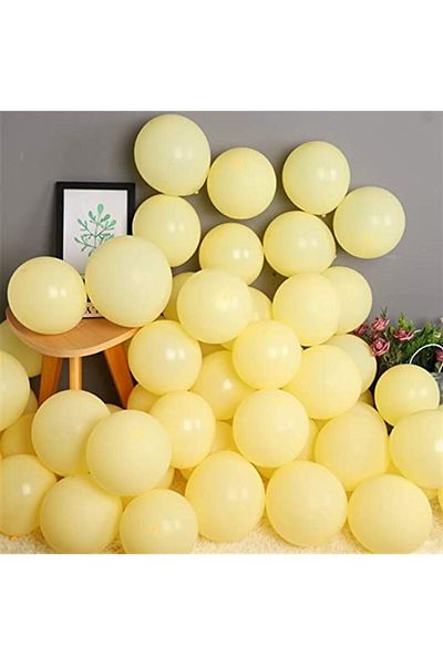 Deniz Party Store Macaron Balloon 12" Inch Yellow Color 10 Pieces