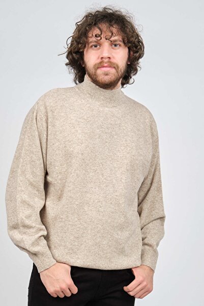 IDA Ανδρικό πουλόβερ Lambswool Half Fisherman 0593161 Μπεζ