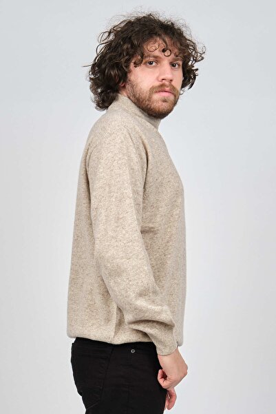 IDA Ανδρικό πουλόβερ Lambswool Half Fisherman 0593161 Μπεζ