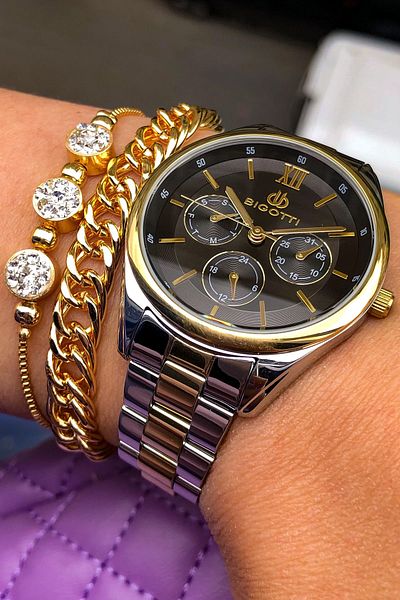Bigotti Women's Wristwatch 3 ATM Waterproof Two Colors Full Steel Bracelet Gift Elg925