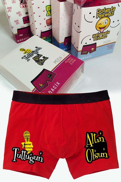 modacix Red Men's Boxers with "Let You Have Gold" Written