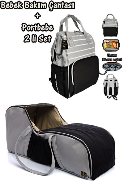 USF Portbebe Ana Kucağı Puset Bebek Taşıma Anne Bebek Bakım Çantası Ikili Set - Ags