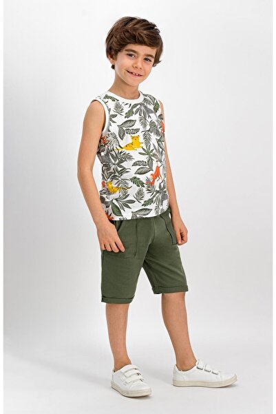 ROLY POLY بدلة برمودا للأولاد باللون الكريمي من Jungle Monkey Rp1669-c