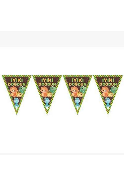 Deniz Party Store Cute Dinosaurs Triangular Pennant 2 Meters 10 Flags