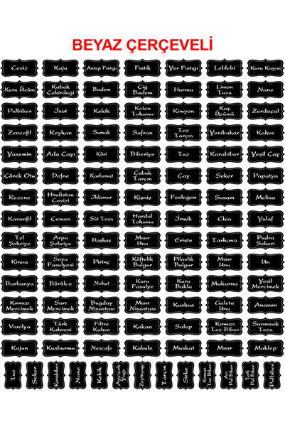 Ev Aşkı Kavanoz Etiketi 111 Adet Beyaz Çerçeveli Suya Dayanıklı Kuruyemiş - B...