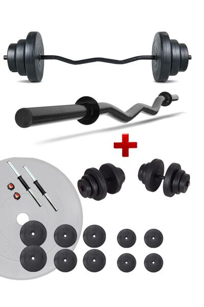 ECG Spor Z Bar Dambıl Seti Ve Fitness Ağırlık Seti 55 Kg