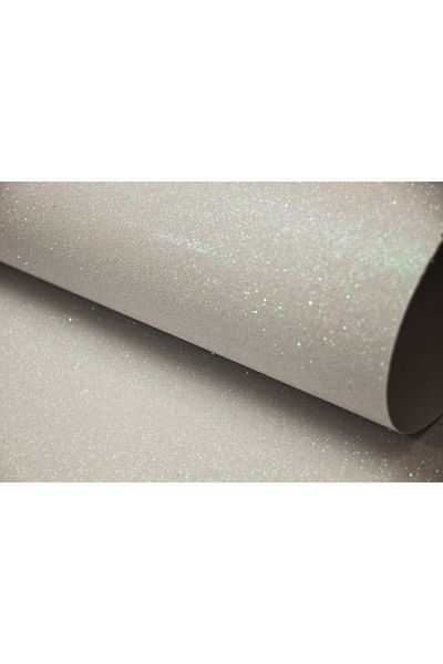 Lino White Glitter Cardboard - 50x70 cm, 5 Pieces, 250 Gr