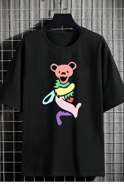 DEEPSENCE Unisex Oversize T-shirt Colorful Panda Front Print