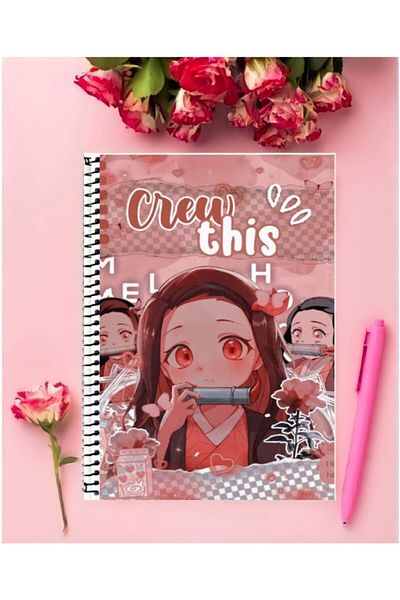 animeandyourworld Nezuko Kamado Anime Notebook 1 Piece Special Design A4 Size 21*29 Cm Wired Checkered Notebook