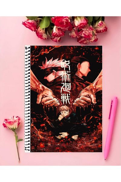 ROLLAS STORE Jujutsu Kaisen Anime Notebook 1 Piece Special Design A4 Size 21*29 Cm Wired Checkered Notebook