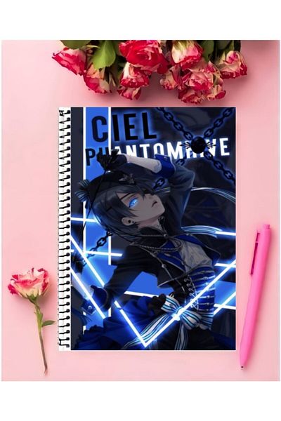 FBN STORE Ciel Phantomhive Anime Notebook 1 Piece Special Design A4 Size 21*29 Cm Wired Checkered Notebook