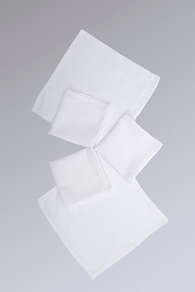 paris in paris Cotton Muslin Fabric Set of 5 Mouth Wipes 28x28 cm White Color