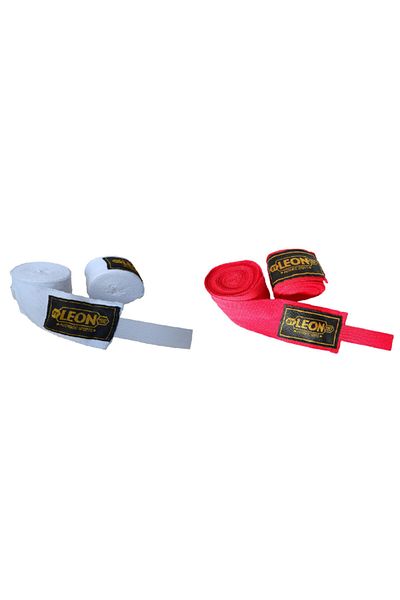 By Leon 1982 3.5 Meters Boxing Bandage Double Color White Red 2 Pairs