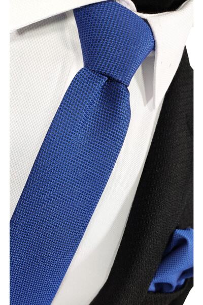 BLC Basic Line Co. Комплект вратовръзка и кърпичка Saxe в син цвят