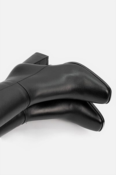 TUNAELLİ Kadın Siyah Hakiki Deri 35-41 Numara Çizme