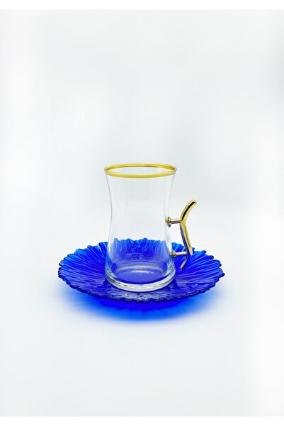 ÖzcamKristal 12 Parça 6 Kişilik Dantel Tabaklı Çay Takımı