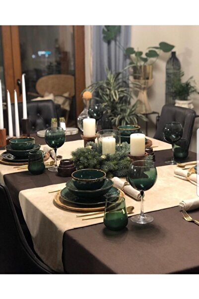 YUNUSOĞLU HOME Plain Linen Fabric Authentic Decorative Runner Natural