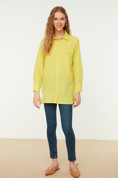 Trendyol Modest Πουκάμισο με λεπτομερή υφασμένο με τσέπη μουστάρδας TCTSS21TN0059