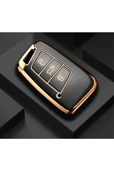 AYZ GARAGE فولكس فاجن سيات سكودا (دخول بدون مفتاح) حافظة مفاتيح سوداء من مادة...