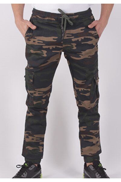 BLACK STEEL Slim Fit,bel Ve Paça Lastikli,kargo Cepli Kamuflaj Desen Pantolon...