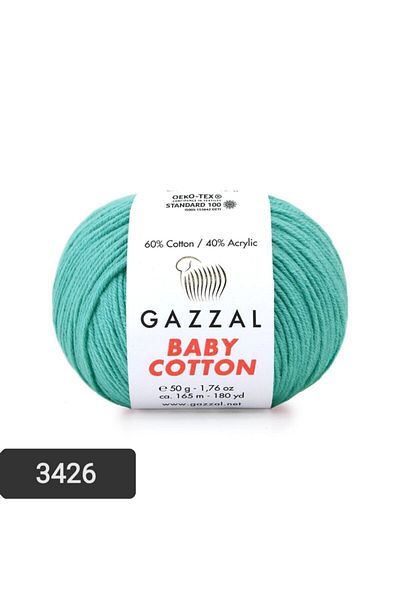Gazzal Baby Cotton Amigurumi Thread Hand Knitting Thread 3426 Turquoise