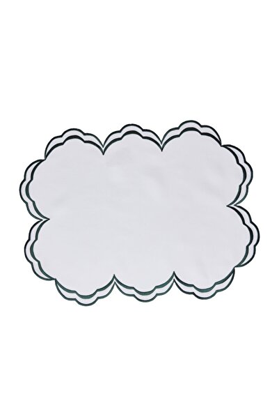 Hubb Interiors 2’li Looped Nakışlı Yeşil Amerikan Servis