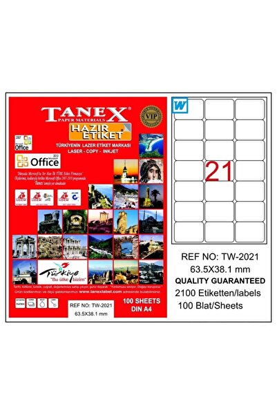 Tanex Λευκή ετικέτα Tw-2021 63,5 X 38,1 χλστ.
