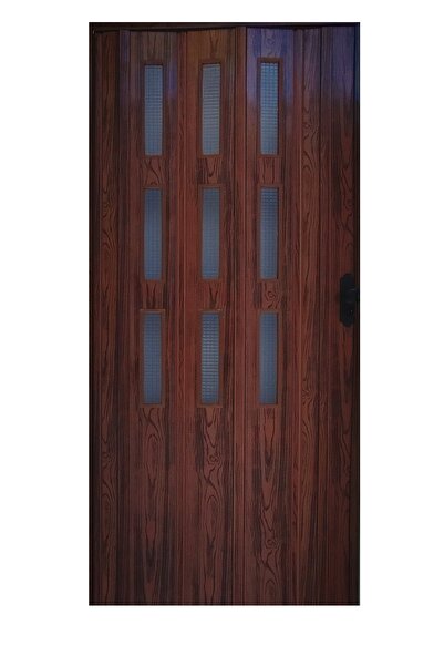 ERİKMANN Akordiyon Kapı 132 H230 Camlı Ceviz Pvc Katlanır Akordion