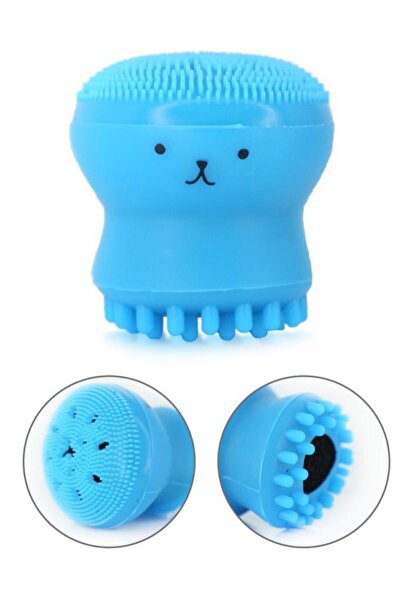 MUJGAN Ahtapot Şekilli Peeling Silikon Yüz Temizleme Fırçası Mavi Renk