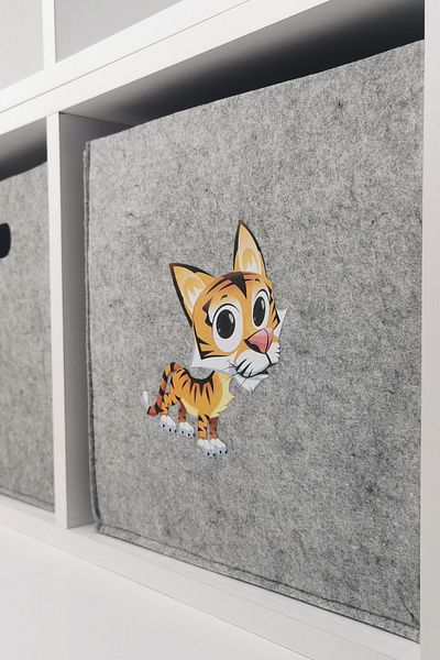 Art Bee 30X30X30 cm Tiger - Multi-Purpose Felt Organizer Basket for Children's Room