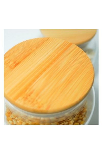 ALPER HOME 6-Piece Vacuum 1300ml Glass Jar with Bamboo Lid