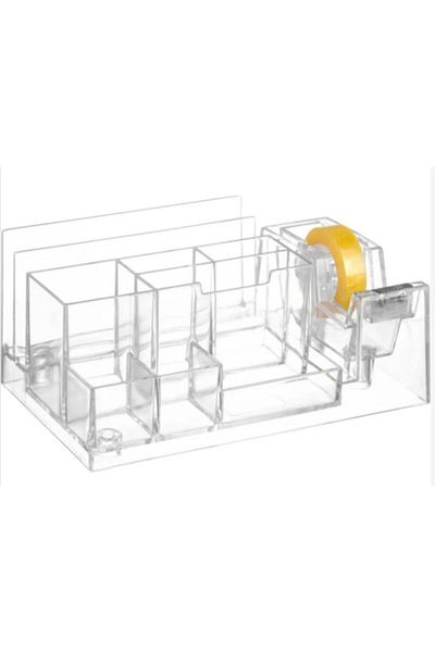 Bigpoint Transparent Desk Pen Holder and Tape Machine