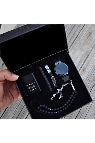 wesscollection Dokunmatik Erkek Kol Saati Çakmak Tesbih Ve Bileklik Set