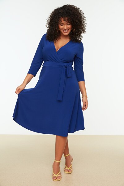 Trendyol Curve Plus Size Dress - Navy blue - A-line