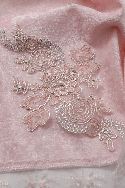 Fatih French Lace Velvet Bundle - Powder