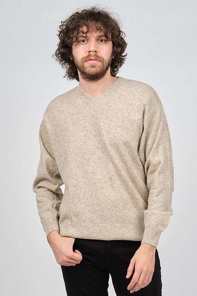 IDA Ανδρικό πουλόβερ Lambswool V Neck 0593130 Μπεζ