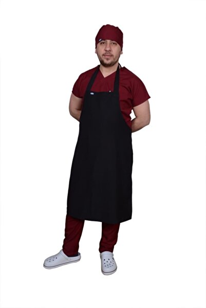 YİĞİTBAŞI Siyah Boyundan Askılı Dize Kadar Önlük