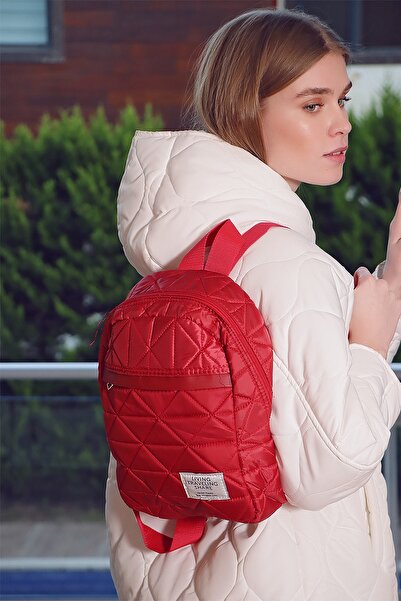 Trend Alaçatı Stili Backpack - Red - Plain