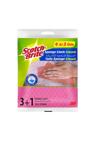 Scotch Brite Scotch-Brite Sponge Cloth Wipe CLASSIC, 4 units (3+1 Free)/pack